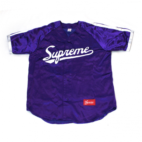 Supreme 2017SS Satin baseball jersey medium size Purple